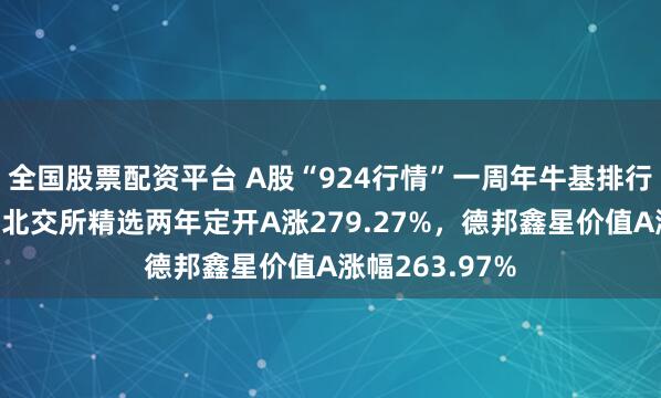 全国股票配资平台 A股“924行情”一周年牛基排行榜：中信建投北交所精选两年定开A涨279.27%，德邦鑫星价值A涨幅263.97%